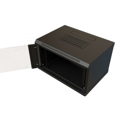 WRline WR-TW-0945-GP-RAL9004 Шкаф настенный 19-дюймовый (19"), 9U, 500x600х450мм, стеклянная дверь, цвет черный (RAL 9004) (разобранный) - фото 3