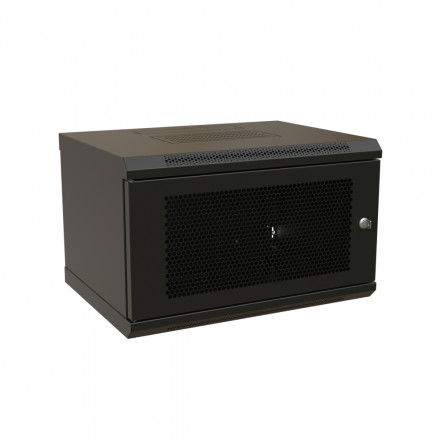 WRline WR-TW-0945-SD-RAL9004 Шкаф настенный 19-дюймовый (19"), 9U, 500x600х450мм, перфорированная металлическая дверь с замком, цвет черный (RAL 9004) (разобранный)
