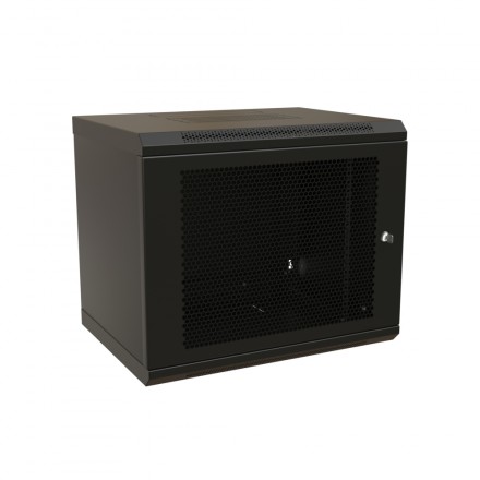 WRline WR-TW-1245-SD-RAL9004 Шкаф настенный 19-дюймовый (19"), 12U, 650x600х450мм, перфорированная металлическая дверь с замком, цвет черный (RAL 9004) (разобранный)