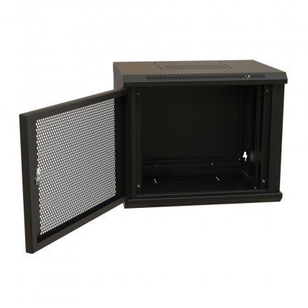 WRline WR-TW-1245-SD-RAL9004 Шкаф настенный 19-дюймовый (19"), 12U, 650x600х450мм, перфорированная металлическая дверь с замком, цвет черный (RAL 9004) (разобранный) - фото 2