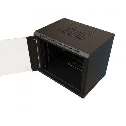 WRline WR-TW-1566-GP-RAL9004 Шкаф настенный 19-дюймовый (19"), 15U, 775x600х600мм, стеклянная дверь, цвет черный (RAL 9004) (разобранный) - фото 3