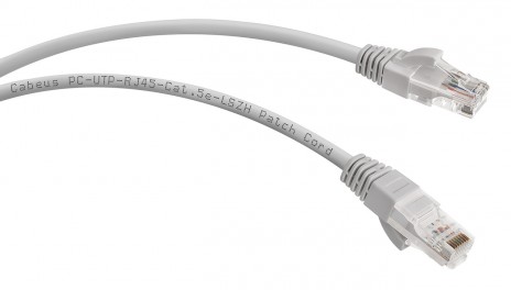 Cabeus PC-UTP-RJ45-Cat.5e-0.3m-LSZH Патч-корд U/UTP, категория 5е, 2xRJ45/8p8c, неэкранированный, серый, LSZH, 0.3м