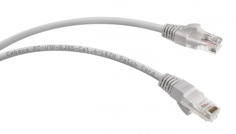 Cabeus PC-UTP-RJ45-Cat.6-2m-LSZH Патч-корд U/UTP, категория 6, 2xRJ45/8p8c, неэкранированный, серый, LSZH, 2м