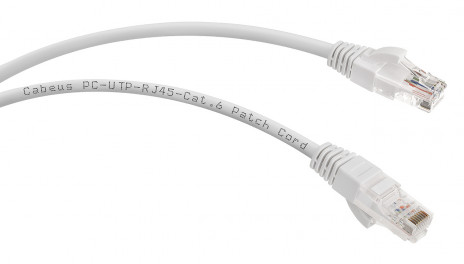 Cabeus PC-UTP-RJ45-Cat.6-0.3m-WH Патч-корд U/UTP, категория 6, 2xRJ45/8p8c, неэкранированный, белый, PVC, 0.3м