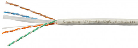 Cabeus UTP-4P-CAT.6-SOLID-LSLTX-GY Кабель витая пара UTP (U/UTP), категория 6, 4 пары (23 AWG), одножильный, нг(А)-LSLTx, серый (305 м)