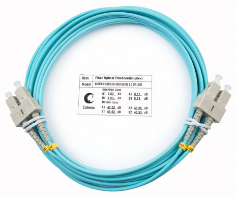 Cabeus FOP-50-SC-SC-7m Шнур оптический duplex SC-SC 50/125 mm OM3 7м LSZH, аква