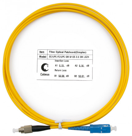 Cabeus FOP(s)-9-SC-FC-3m Шнур оптический simplex SC-FC 9/125 sm 3м LSZH