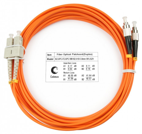 Cabeus FOP-62-SC-FC-7m Шнур оптический duplex SC-FC 62,5/125 mm 7м LSZH, оранжевый