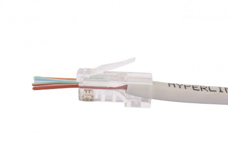 Hyperline PLEZ-8P8C-U-C5-100 Разъем легкой оконцовки RJ-45 (8P8C) под витую пару, категория 5e (50 µ"/ 50 микродюймов), универсальный (для одножильного и многожильного кабеля) (100 шт.) - фото 3