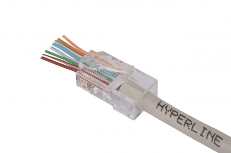 Hyperline PLEZ-8P8C-U-C5-100 Разъем легкой оконцовки RJ-45 (8P8C) под витую пару, категория 5e (50 µ"/ 50 микродюймов), универсальный (для одножильного и многожильного кабеля) (100 шт.) - фото 4