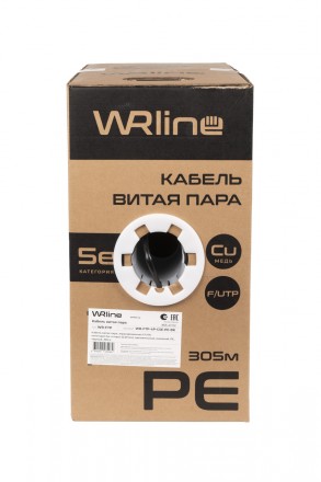 WRline WR-FTP-4P-C5E-PE-BK Кабель витая пара, экранированный F/UTP, категория 5e, 4 пары (0,50 мм), одножильный, внешний, PE, черный, 305 м - фото 3