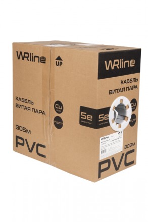 WRline WR-FTP-4P-C5E-PVC-GY Кабель витая пара, экранированный F/UTP, категория 5e, 4 пары (0,50 мм), одножильный, внутренний, PVC нг(А)-LS, серый, 305 м - фото 2