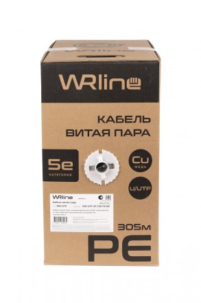 WRline WR-UTP-4P-C5E-PE-BK Кабель витая пара, неэкранированный U/UTP, категория 5e, 4 пары (0,50 мм), одножильный, внешний, PE, черный, 305 м - фото 2