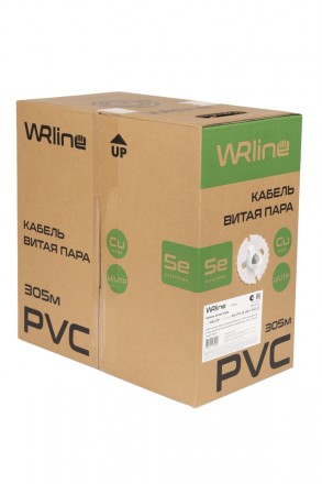 WRline WR-UTP-4P-C5E-L-PVC-GY Кабель витая пара, неэкранированный U/UTP, категория 5e, 4 пары (0,48 мм), одножильный, внутренний, PVC нг(А)-LS, серый, 305 м - фото 4