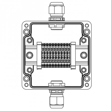 DKC / ДКС 1231.031.22.121Z (Заказная) Взрывозащищенная клеммная коробка из полиэстера TBE-P-03-(10xCBC.2)-1xPABMP(A)-1xPABMP(C)1Ex e IIC Т5 Gb / Ex tb IIIC T95°C Db IP66