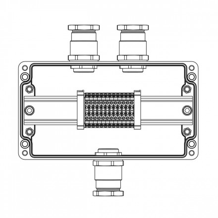 DKC / ДКС 1231.041.22.1259 (Заказная) Взрывозащищенная клеммная коробка из полиэстера TBE-P-04-(12xCBC.2)-2xKH3MHK(A)-1xKH3MHK(C)1Ex e IIC Т5 Gb / Ex tb IIIC T95°C Db IP66/КЗ