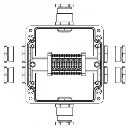 DKC / ДКС 1231.051.22.11G (Заказная) Взрывозащищенная клеммная коробка из полиэстера TBE-P-05-(12xCBC.2)-2xKH3MHK(A)- 1xKH3MHK(B)-2xKH3MHK(C)-1xKH3MHK(D)1Ex e IIC Т5 Gb / Ex tb IIIC T95°C Db IP66/КЗ