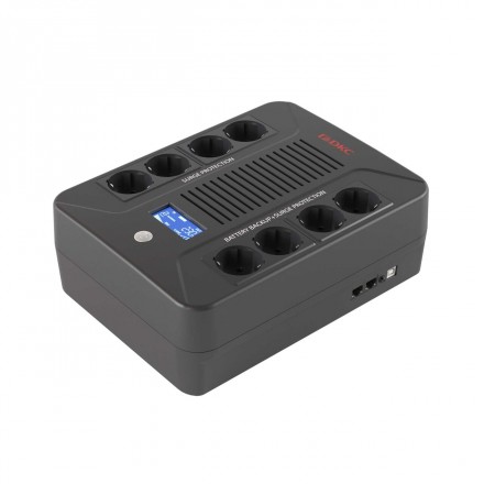 DKC / ДКС INFOPDU800LCD Линейно-интерактивный ИБП ДКС серии Info PDU, 800 ВА/480 Вт, 1/1, 8xSchuko, LCD, USB + RJ45, 1x8Aч