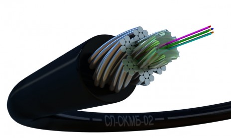 СЛ-ОКМБ 02НУ-2М5(OM2)-2,5 Кабель волоконно-оптический 50/125 OM2 многомодовый, 2 волокна, гибкий, бронированный, волокна в канате из стальных проволок, гелезаполненный, внешний, ПЭНД, 2,5 кН, черный