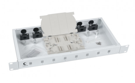 Cabeus FO-19-8SC Кросс бокс оптический 19" на 8 SC (LC duplex) со сплайс-кассетой и КДЗС (без пигтейлов и проходных адаптеров) - фото 2