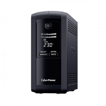 CyberPower VP700ELCD Линейно-интерактивный ИБП, аппрокс синус, 700VA/390W LCD/USB/RS-232/RJ11/RJ45 (4 Schuko) (12В /7Ач х 1)