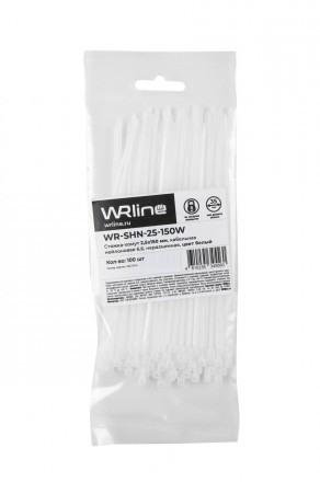 WRline WR-SHN-25-150W Стяжка-хомут 2,5х150мм, кабельная нейлоновая 6,6, неразъемная, цвет белый (100шт) - фото 5