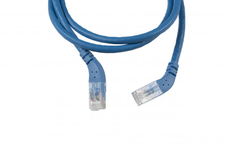 Hyperline PC-APM-UTP-RJ45/R45-RJ45/R45-C6-1M-LSZH-BL Патч-корд U/UTP угловой, правый 45°-правый 45°, Cat.6 (100% Fluke Component Tested), LSZH, 1 м, синий - фото 3