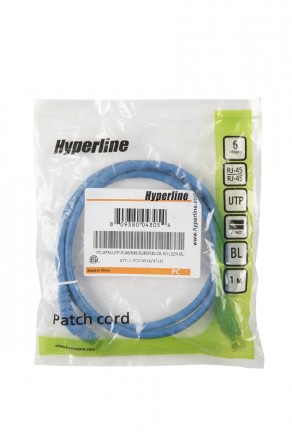 Hyperline PC-APM-UTP-RJ45/R45-RJ45/R45-C6-1M-LSZH-BL Патч-корд U/UTP угловой, правый 45°-правый 45°, Cat.6 (100% Fluke Component Tested), LSZH, 1 м, синий - фото 5