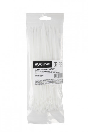 WRline WR-SHN-36-200W Стяжка-хомут 3,6х200 мм, кабельная нейлоновая 6,6, неразъемная, цвет белый (100шт) - фото 5