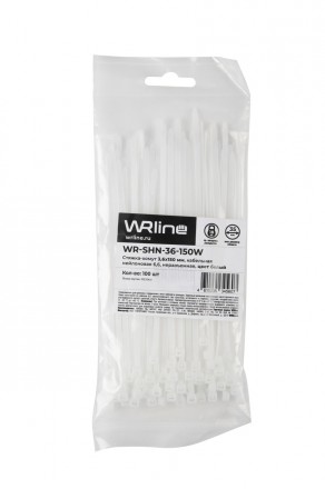 WRline WR-SHN-36-150W Стяжка-хомут 3,6х150 мм, кабельная нейлоновая 6,6, неразъемная, цвет белый (100шт) - фото 5