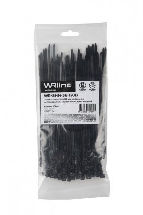 WRline WR-SHN-36-150B Стяжка-хомут 3,6х150 мм, кабельная нейлоновая 6,6, неразъемная, цвет черный (100шт) - фото 5
