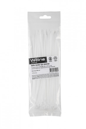 WRline WR-SHN-25-200W Стяжка-хомут 2,5х200 мм, кабельная нейлоновая 6,6, неразъемная, цвет белый (100шт) - фото 5