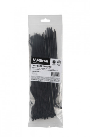WRline WR-SHN-25-200B Стяжка-хомут 2,5х200 мм, кабельная нейлоновая 6,6, неразъемная, цвет черный (100шт) - фото 5