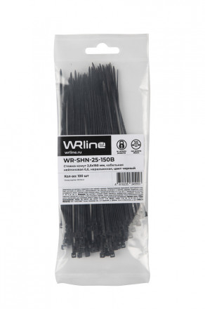 WRline WR-SHN-25-150B Стяжка-хомут 2,5х150 мм, кабельная нейлоновая 6,6, неразъемная, цвет черный (100шт) - фото 5
