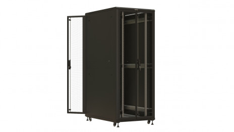 Hyperline TTBR-4281-DD-RAL9004 Шкаф напольный 19-дюймовый, 42U, 2055x800х1000 мм (ВхШхГ), передняя и задняя распашные перфорированные двери (75%), ручка с замком, 2 вертикальных кабельных организатора, цвет черный (RAL 9004 (разобранный) - фото 3