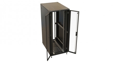 Hyperline TTBR-4281-DD-RAL9004 Шкаф напольный 19-дюймовый, 42U, 2055x800х1000 мм (ВхШхГ), передняя и задняя распашные перфорированные двери (75%), ручка с замком, 2 вертикальных кабельных организатора, цвет черный (RAL 9004 (разобранный) - фото 4