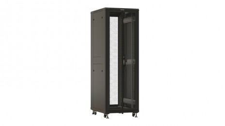 Hyperline TTBR-3762-DD-RAL9004 Шкаф напольный 19-дюймовый, 37U, 1833x600х1200 мм (ВхШхГ), передняя и задняя распашные перфорированные двери (75%), ручка с замком, цвет черный (RAL 9004) (разобранный)