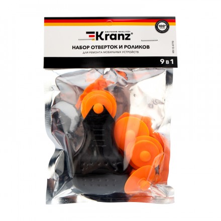 Kranz KR-12-4770 Набор отверток и роликов для ремонта мобильных устройств 9 предметов - фото 3