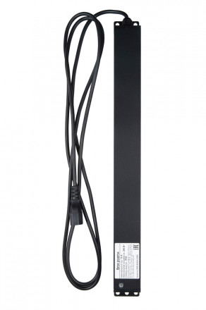 Hyperline SHE19-9SH-2.5IEC Блок розеток для 19" шкафов, горизонтальный, 9 розеток Schuko, 10A, кабель питания 2.5м (3х1.0мм2) с вилкой IEC320 C14, 482.6x44.4x44.4мм (ШхГхВ), корпус алюминий, черный - фото 3