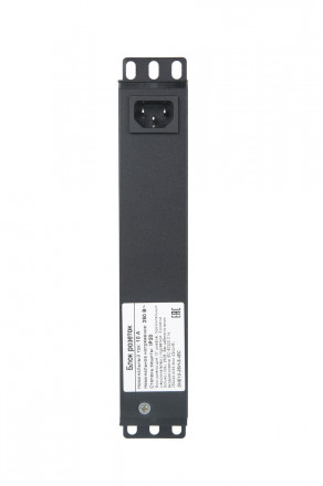Hyperline SHE10-3SH-S-IEC Блок розеток для 10" шкафов, горизонтальный, 3 розетки Schuko, выключатель с подсветкой, без кабеля питания, входной разъем IEC320 C14 10А, 250В, 270х44.4х44.4мм (ШхВхГ), корпус алюминий, черный - фото 3