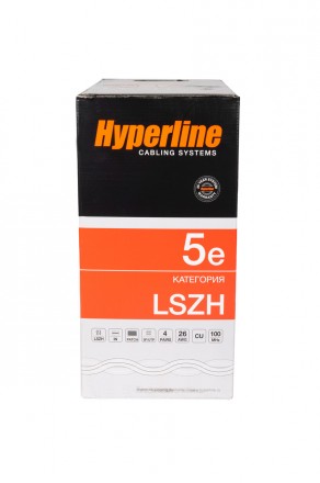 Hyperline SFUTP4-C5E-P26-IN-LSZH-GY-305 (305 м) Кабель витая пара, экранированный SF/UTP, общий экран оплетка и фольга, категория 5e, 4 пары 26 AWG, 4х2х0,48 мм, многопроволочные жилы, LSZH, нг(А)-HF, внутренний -40°C – +75°C, серый - фото 5