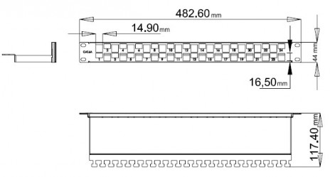 Hyperline PPBL3-19-24S-RM Модульная патч-панель 19", 24 порта, Flat Type, 1U, для модулей Keystone Jack, с задним кабельным организатором (без модулей) - фото 6