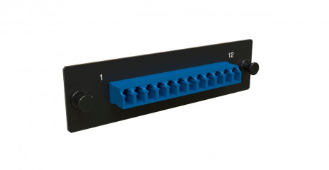 Hyperline FO-FPM-W120H32-12LC-BL Панель для FO-19BX с 12 LC адаптерами, 12 волокон, одномод OS1/OS2, 120x32 мм, адаптеры цвета синий (blue) - фото 2