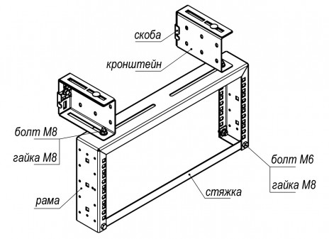 Hyperline CTRP-19-4U-RAL9005 Кронштейн подвесной для крепления 19 дюймового оборудования, 4U, черный (RAL9005)