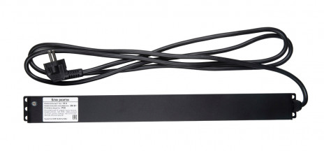 Hyperline SHE19-9SH-2.5EU Блок розеток/PDU 19", 9 розеток Schuko, кабель питания 2,5м с вилкой Sсhuko (CEE7/7), 16А, 230В, чёрный, 482.6x44.4x44.4мм - фото 4
