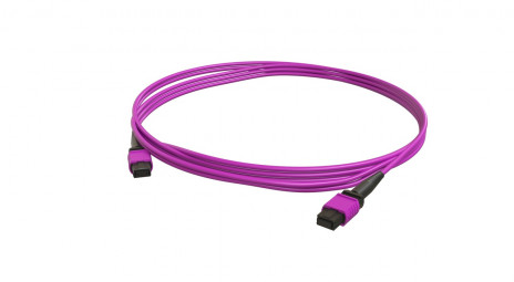 Hyperline FHD-MC3-504-MTPGR12/ULLUS-MTPGR12/ULLUS-A-60M-LSZH-MG Патч-корд волоконно-оптический MTP (мама) - MTP (мама), тип A, 12 волокон, 50/125 (OM4), ультранизкие потери, полевая смена гендерности и полярности, LSZH, маджента, 60 м