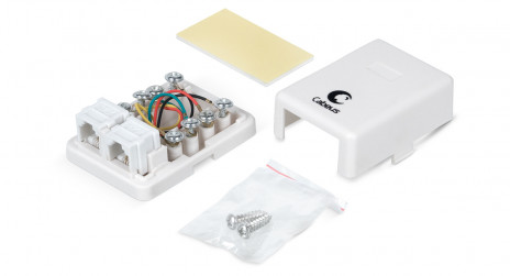 Cabeus WS-6P4C-TEL-2 Розетка телефонная RJ-12(6P4C), двойная, внешняя, белая - фото 2