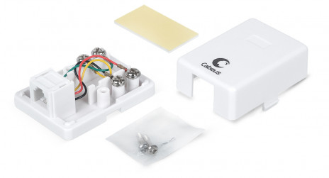 Cabeus WS-6P4C-TEL-1 Розетка телефонная RJ-12(6P4C), одинарная, внешняя, белая - фото 2