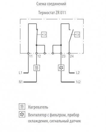 REM ZR 011 Терморегулятор (термостат) сдвоенный (–10/+50С) - фото 3