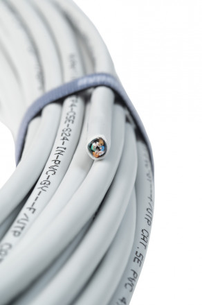 Hyperline FUTP4-C5E-S24-IN-PVC-GY-25 (25 м) Кабель витая пара, экранированный F/UTP, общий экран фольга, категория 5e, 4 пары 24 AWG, 4х2х0,51 мм, однопроволочные жилы, PVC, нг(А)-LS, внутренний -20°C – +75°C, серый, системная гарантия 25 лет - фото 3